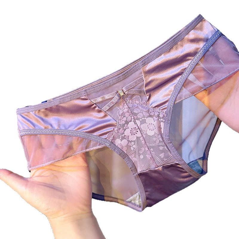 Best-selling Pure Desire underwear: French seamless mesh elastic fine band, hip-hugging satin breathable and comfortable women's underwear Item Picture