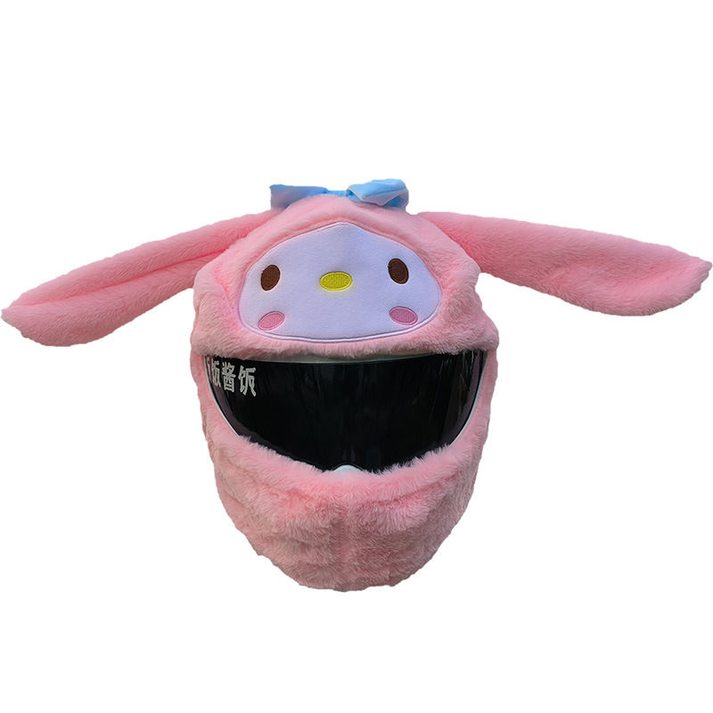 Female style cute and unique cartoon helmet protection case, plush motorcycle full helmet, animal cover, riding personality cartoon Item Picture