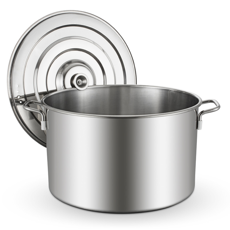 2.5厚韩式不锈钢汤锅 商用无磁大容量蒸煮锅双耳弧形矮桶汤桶批发细节图