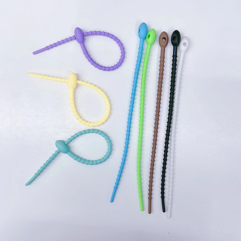 diy jelly silicone cable ties, colorful tadpole data cable winder, cable harness, strapping, small accessories wholesale Specification image