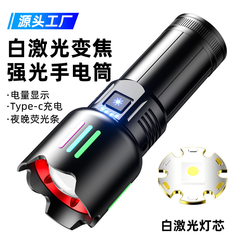 New household telescopic high-endurance cross-border high-power flashlight, lumen flashlight, zoom outdoor, made of aluminum alloy Item Picture