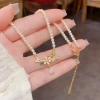 Spring new style, fashionable and sweet zircon butterfly pendant pearl necklace, exquisite and versatile, super fairy necklace Application Scenario
