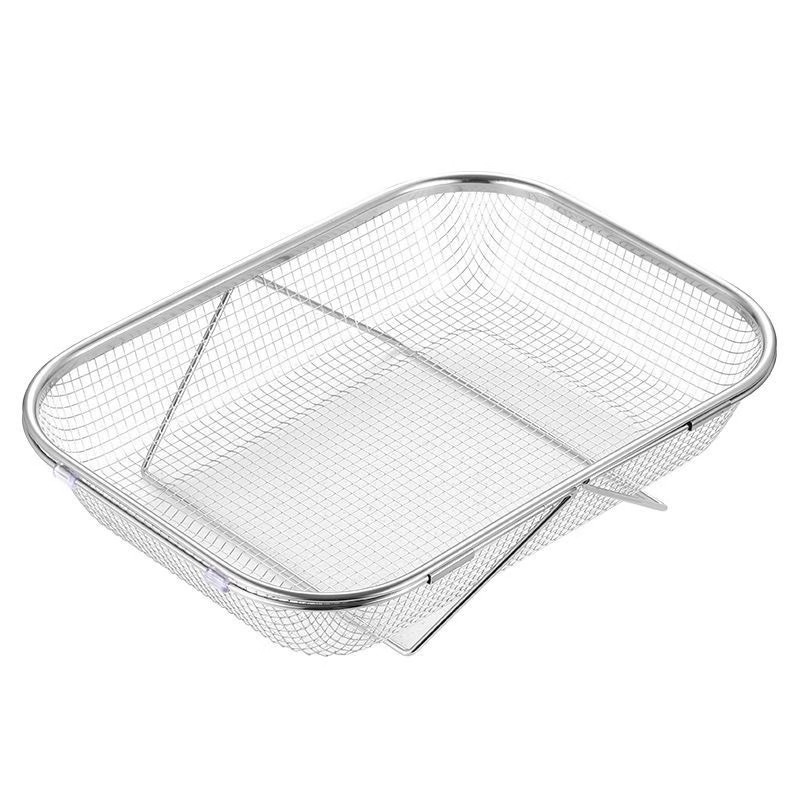 Stainless steel telescopic draining basket, vegetable washing basin, sink storage rack, kitchen dishwashing plate draining rack, sink rack Item Picture