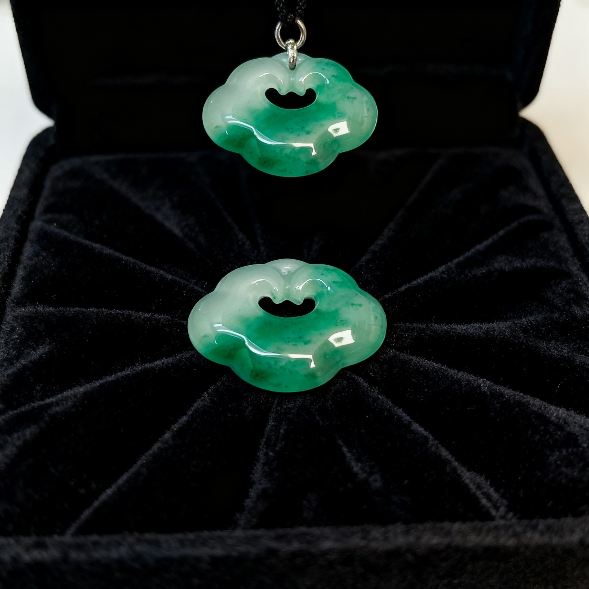 天然非洲翠玉石吊坠项链祥云锁挂件材料手工diy饰品珠宝配件批发