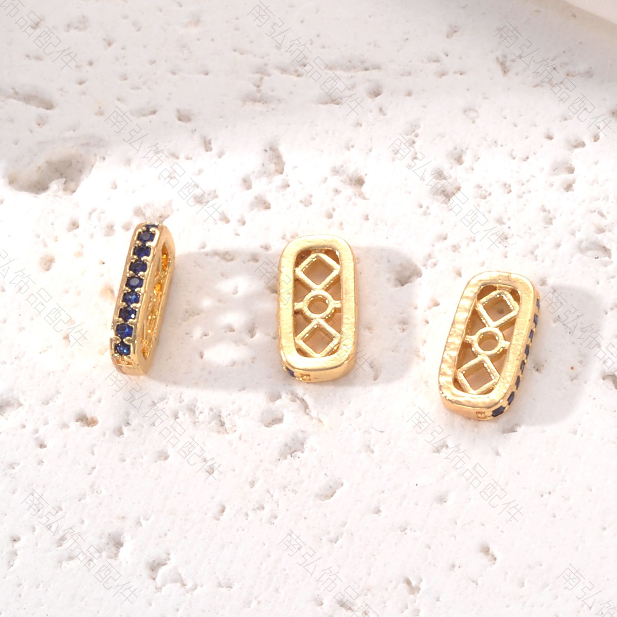 Necklace spacer color-preserving copper plated 18k gold accessory, zirconium-inlaid rectangular bracelet, high-end DIY pearl jewelry accessory Application Scenario