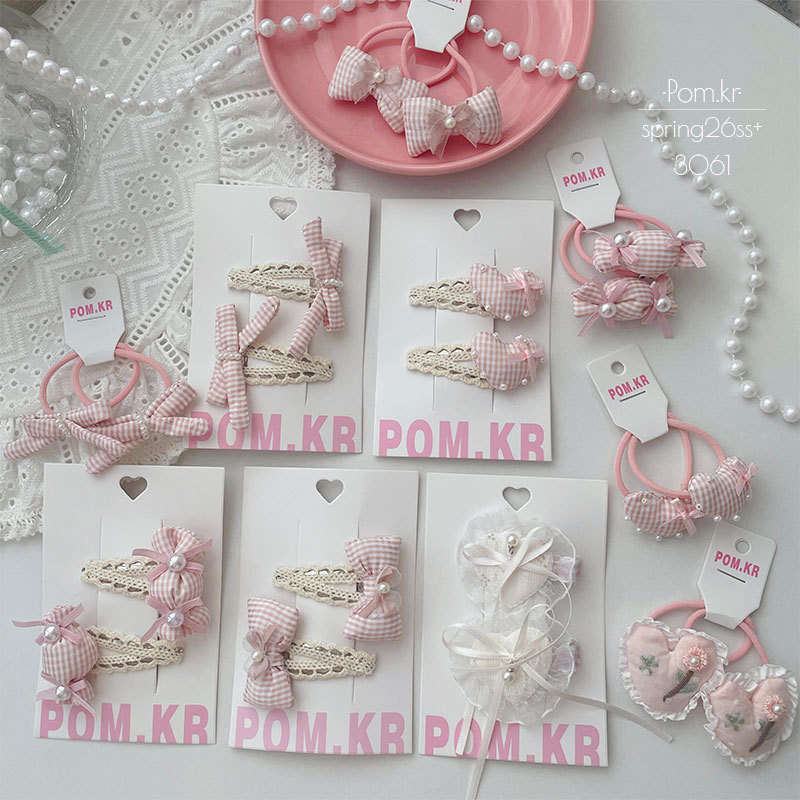 Primavera nueva colección sweet pink plaid arcos horquillas paño niños encaje bravura clip clip elástico horquillas
