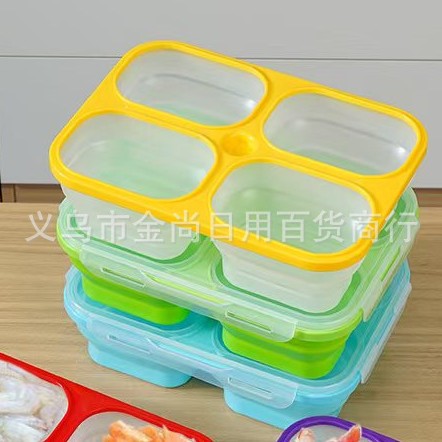 Colorful solid color transparent four-compartment food storage box, non-microwave-safe lunch, student, office and white-collar lunch box, portable and safe Application Scenario