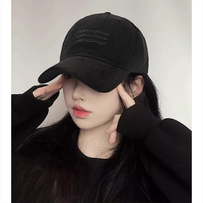 New retro washed brushed sun protection baseball cap for women, Korean style versatile large-head cap for women's fashion Specification image
