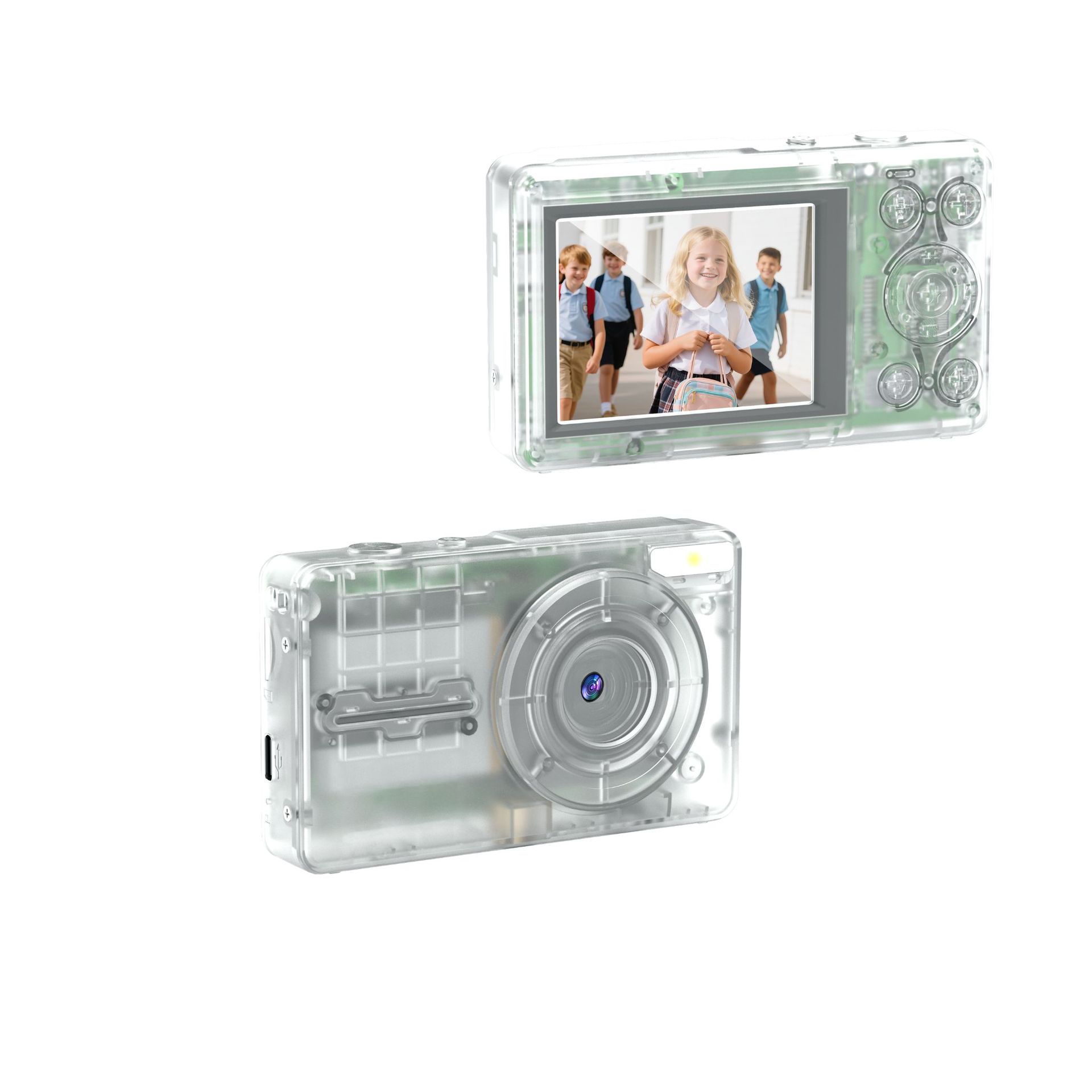 Transparent shell CCD digital camera, thumb camera, AR function, retro camera Item Picture