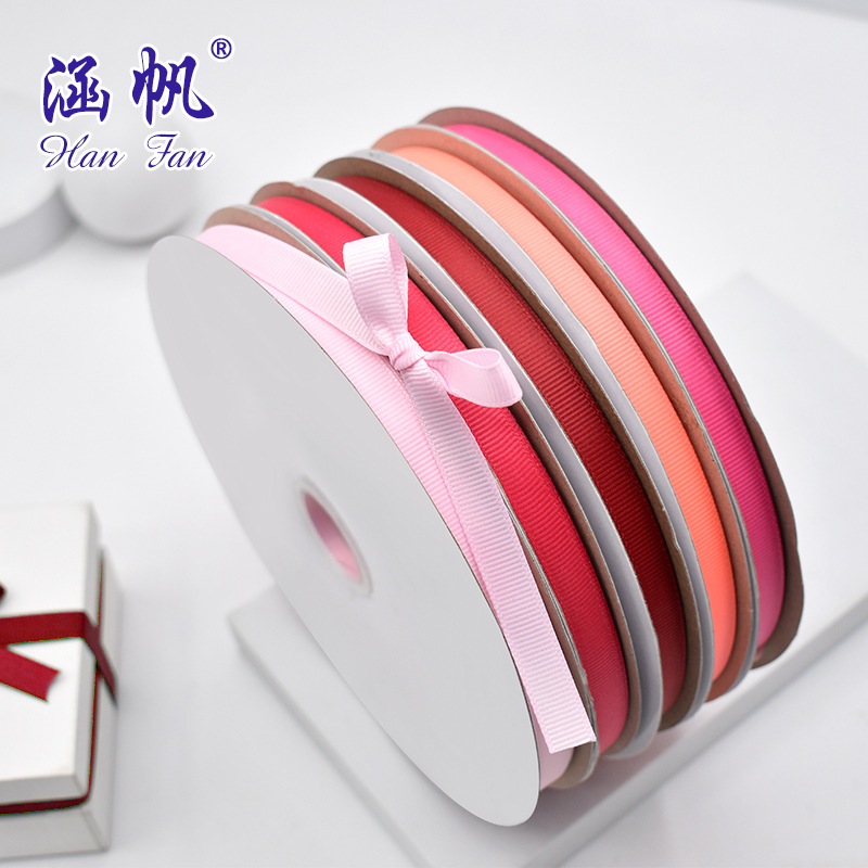 1cm ribbed tape, striped webbing, thickened double-sided threaded tape, solid color diy handmade bow plain weave tape on special offer Specification image