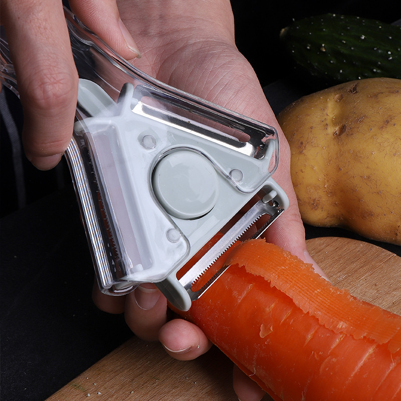 Economical and practical 3-in-1 kitchen rotating fruit and vegetable peeler, vegetable cutter, peeler, grater and peeling knife Specification image