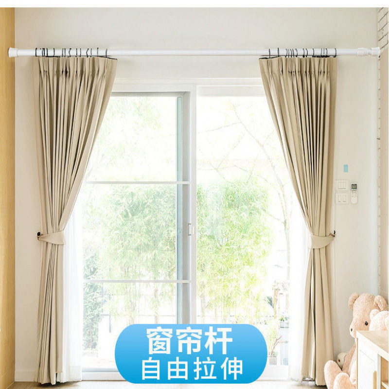 跨境免打孔伸缩杆阳台晾衣杆门帘杆免安装单杆挂衣杆浴帘杆窗帘杆