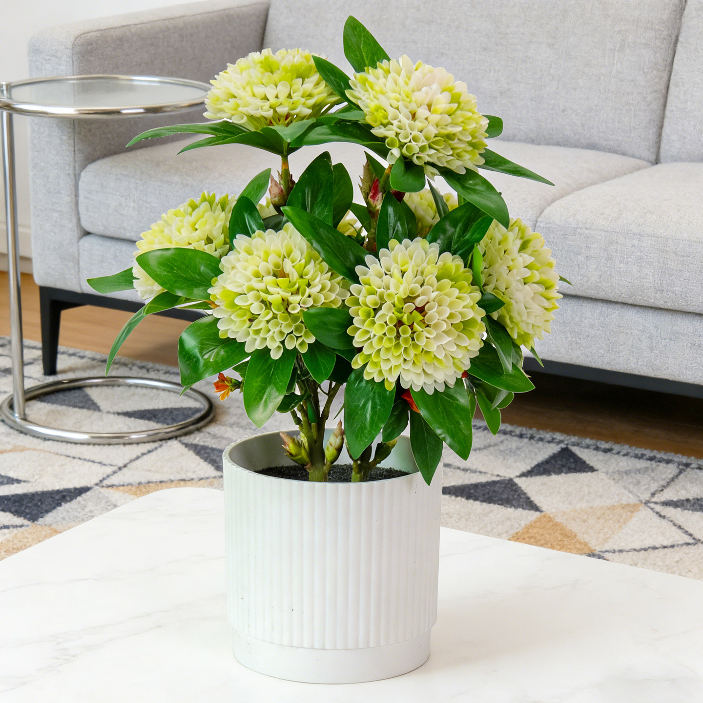 Artificial flower potted plants, green Kona, camellia, artificial flowers, osmanthus leaves, hydrangea, dining room, living room, table decoration, plant ornaments