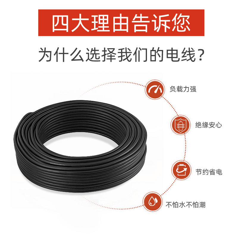RVV flexible sheathed wire 2-core 1/2.5/4/6 square copper core cable for home decoration project flame-retardant power cord wholesale details Picture