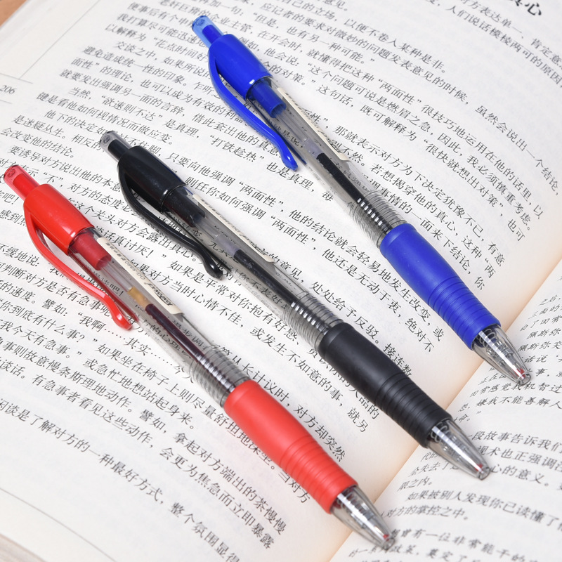Small wholesale smooth medium oil pen press 5860 medium oil pen transparent rod red blue black medium oil pen 0.7mm Item Picture