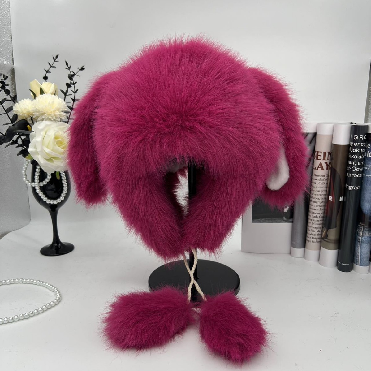Little bear fur hat for women to make the face look smaller in autumn and winter, thickened warm ear-protecting hat, cute fox fur imitation Lei Feng hat full figure