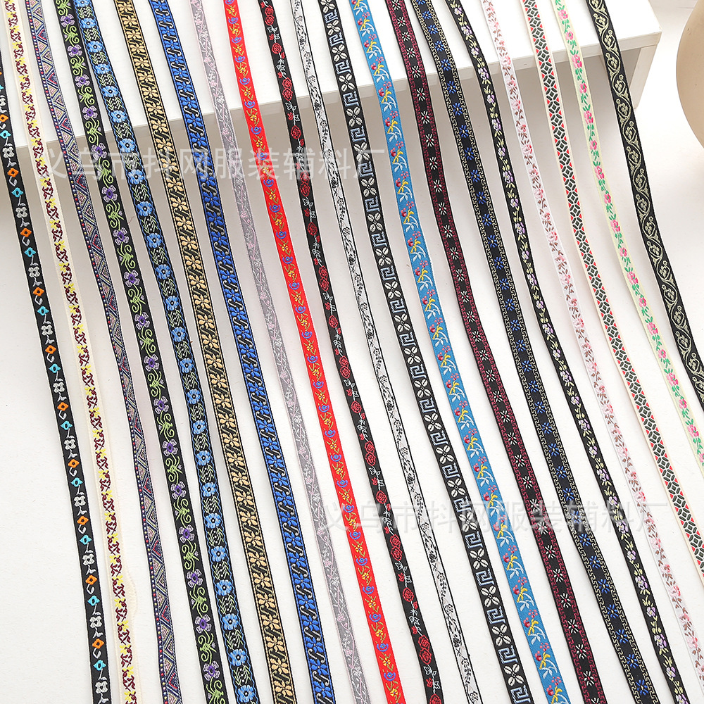 1.0-1.4cm民族风提花刺绣织带蝴蝶结发饰包装带演出服装辅料批发