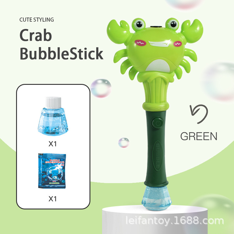 A new cross-border best-selling electric cartoon crab bubble stick light handheld fully automatic children's bubble machine toy Specification image