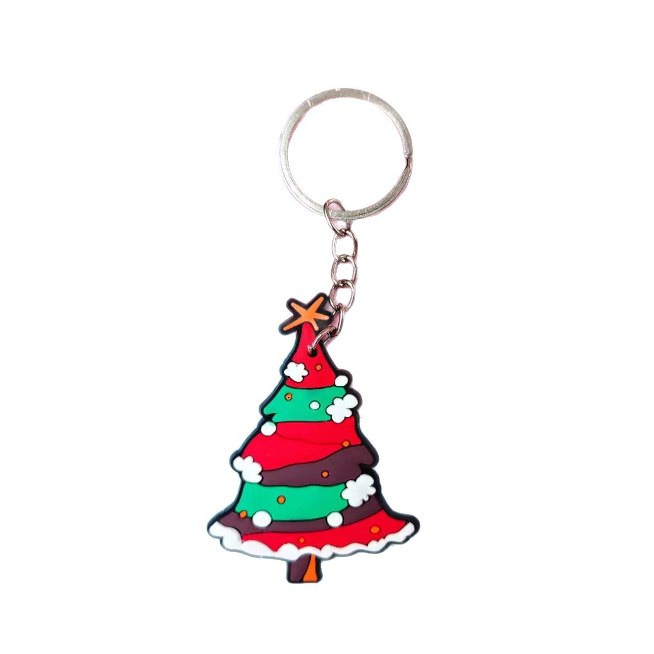 圣诞节新款钥匙扣饰品圣诞树麋鹿配件可爱PVC材质P5421礼品馈赠白底实物图