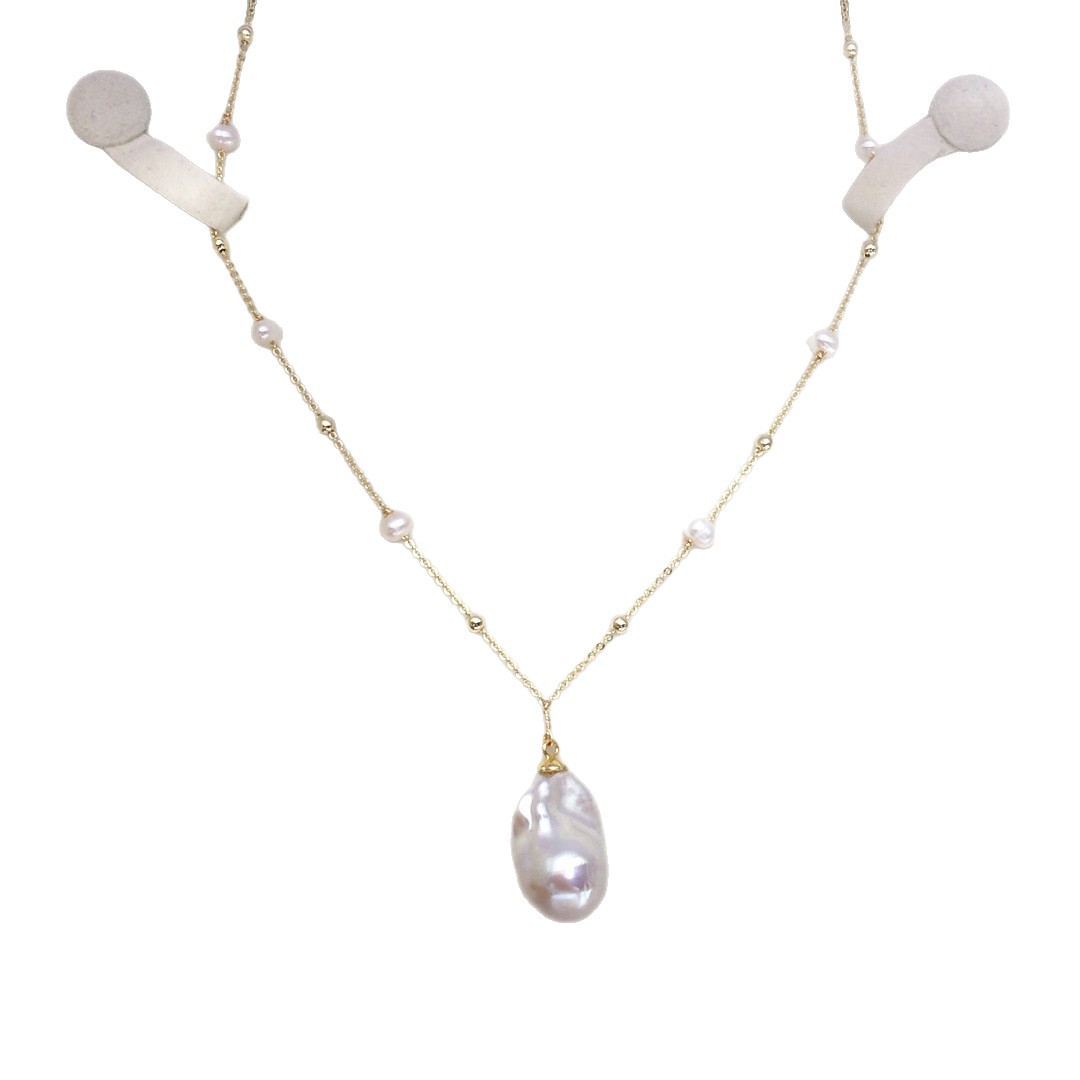 诸暨天然淡水珍珠项链异形珍珠鱼尾巴洛克满天星珍珠吊坠项链批发