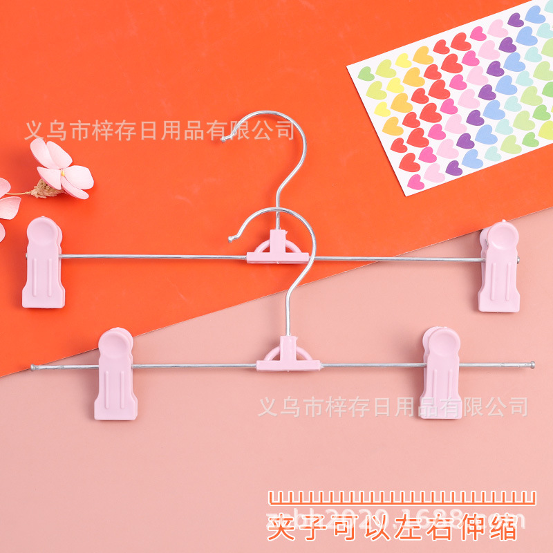 不锈钢衣架家用裙子收纳文胸架防滑斧头夹子可伸缩轻便无痕展示架细节图