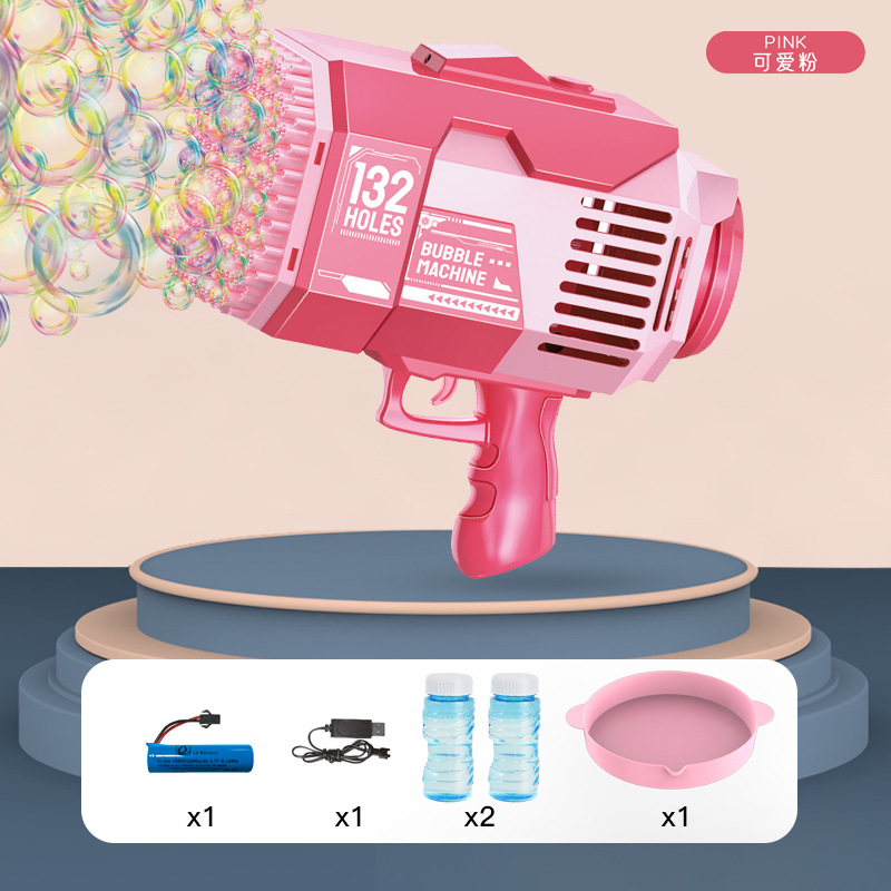 The popular 132-hole rocket launcher bubble machine, children's bubble blowing gun toy Gatling, wholesale at street stalls and night markets Item Picture