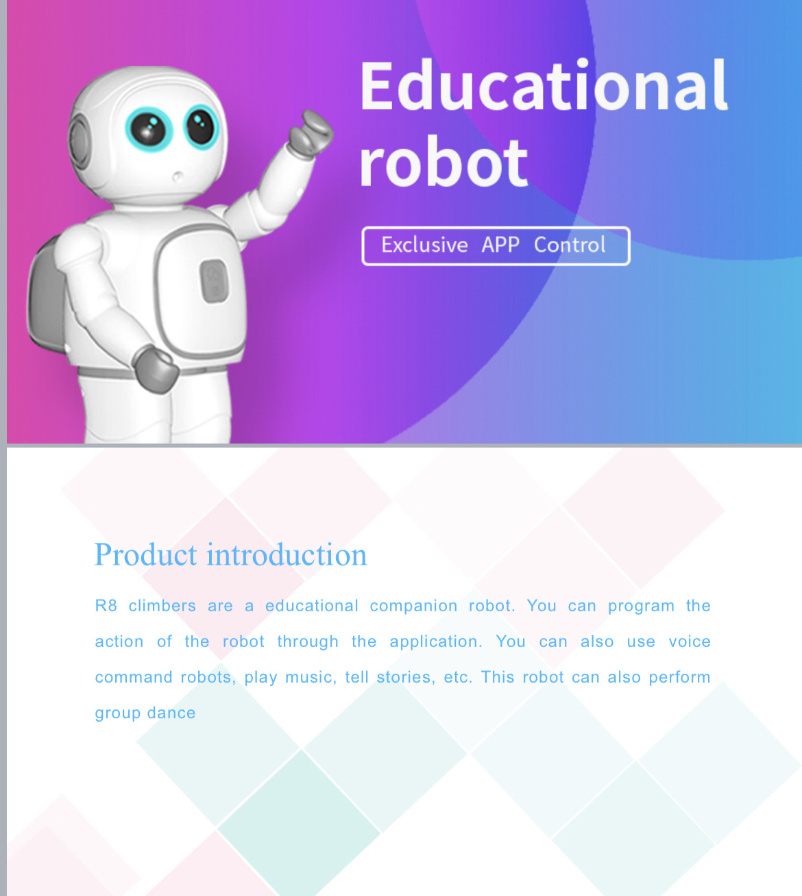 Climber R8 English Version Intelligent robot programming Dancing Children's Companion Toy interaction Item Picture