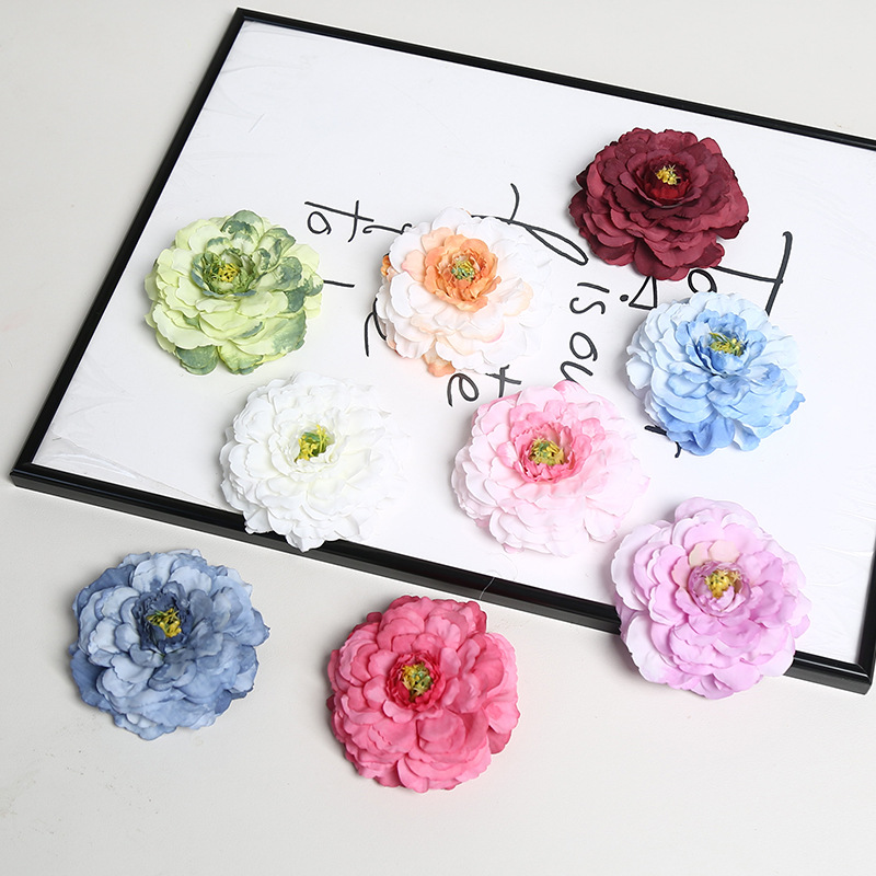 龙鲤牡丹仿真花头婚礼摄影绢花室内家居软装假花DIY簪花厂家批发细节图