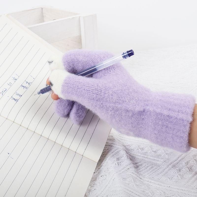 Winter warm, fleece and thickened student Korean version cute windproof touch screen gloves factory wholesale Item Picture