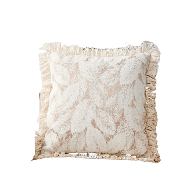 Linen leaf fringed pillowcase, living room sofa pillow cover, Nordic simple home sofa cushion cover wholesale Item Picture