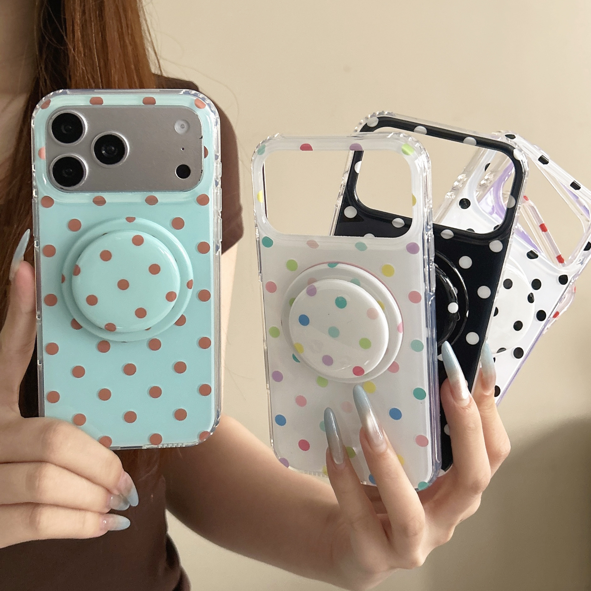 Pequeño punto de onda refrescante adecuado para iPhone17pro apple 16promax funda de protección de soporte de succión magnética 15p Application Scenario