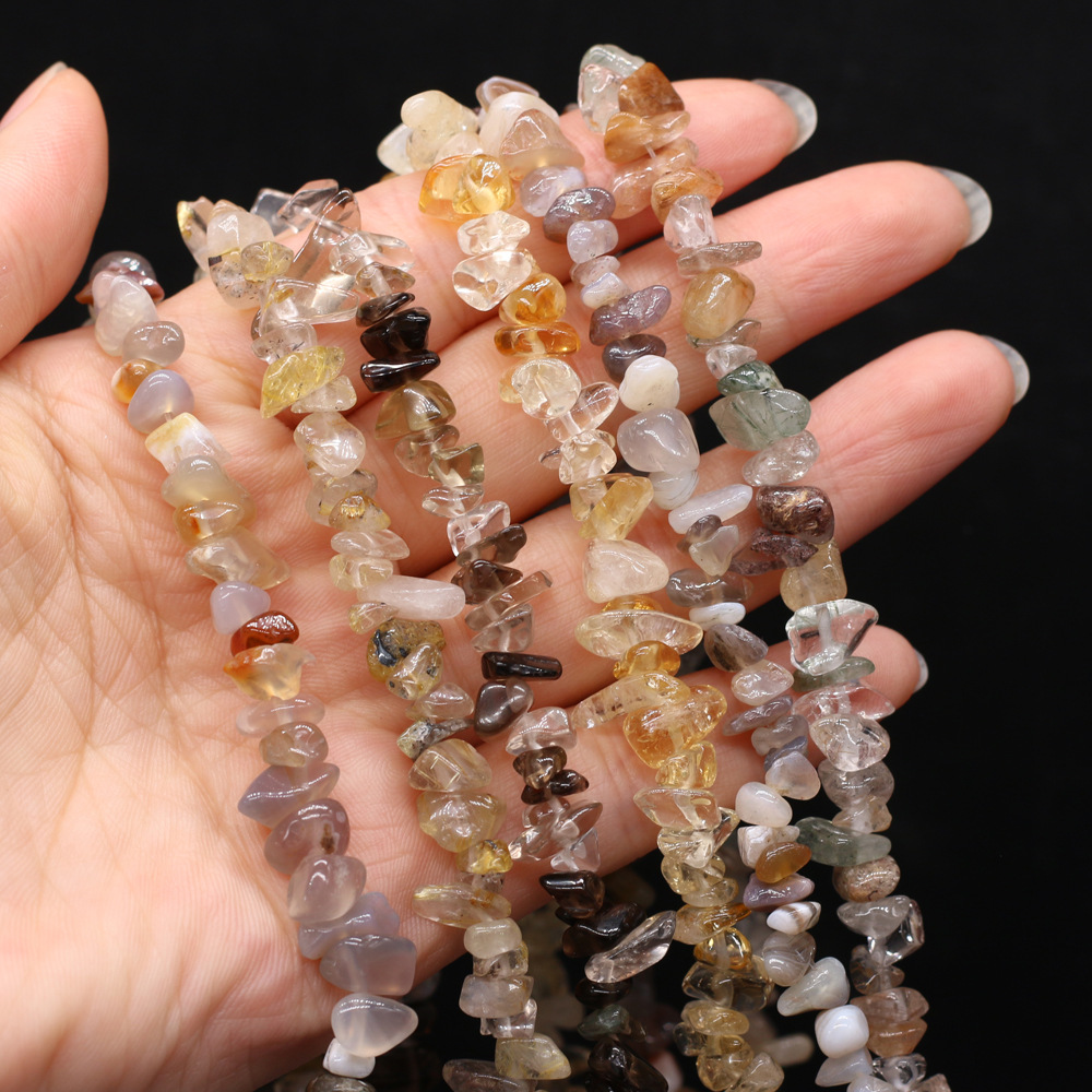 Natural crushed lime, agate, crystal, raw stone beads with holes, semi-finished DIY jewelry, handcrafted accessories, wholesale Specification image