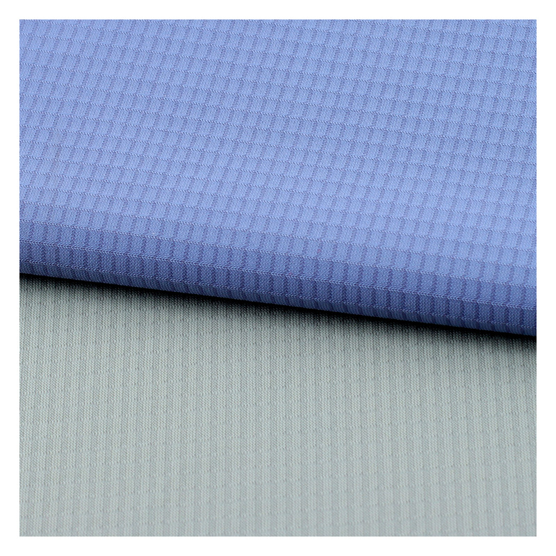 蓝色织物面料TLOO71小砖块 立体纹理柔软透气家居布料白底实物图