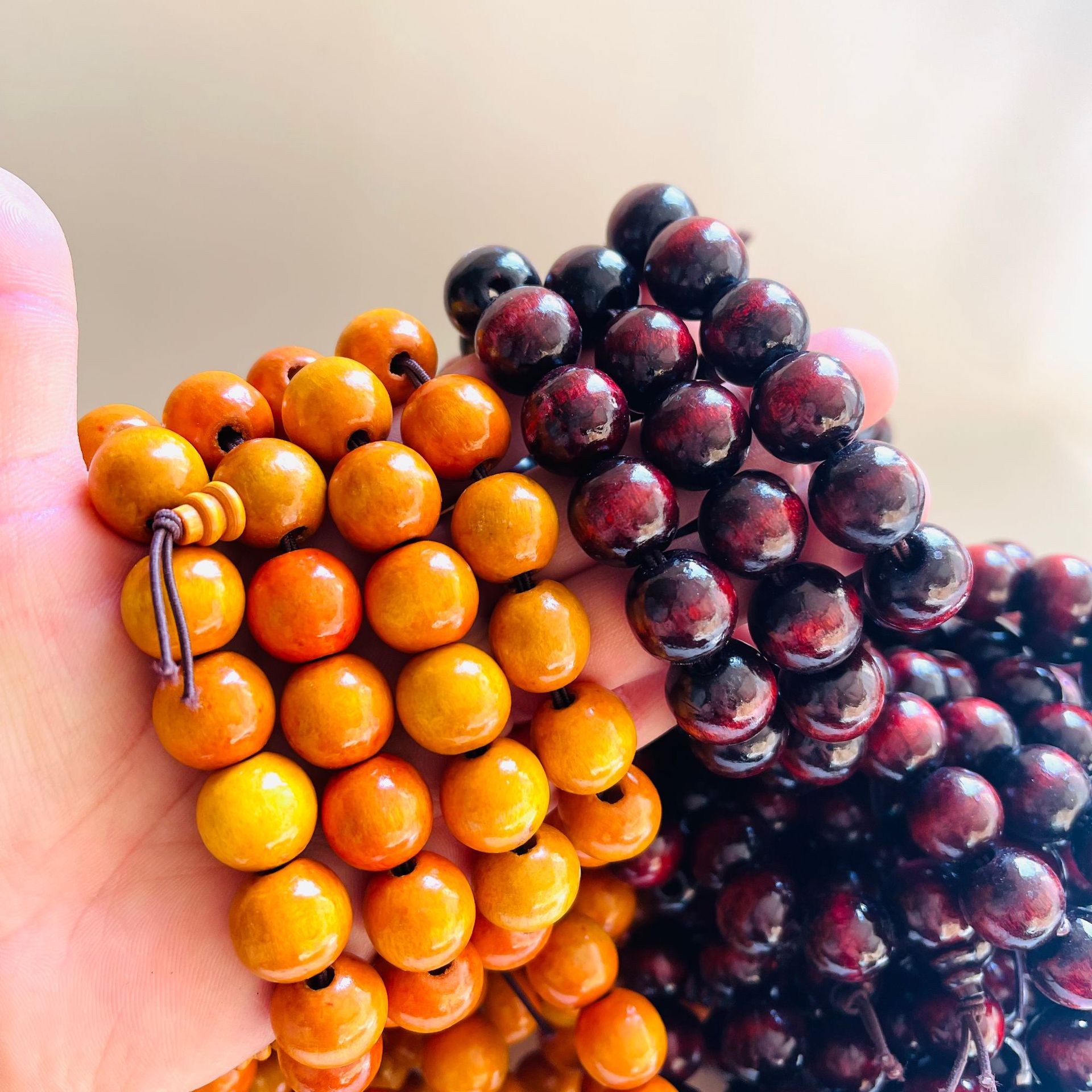 15mm wooden bead bracelet, vintage bead bracelet, round bead bracelet, men's and women's bracelet, wholesale 2 yuan details Picture