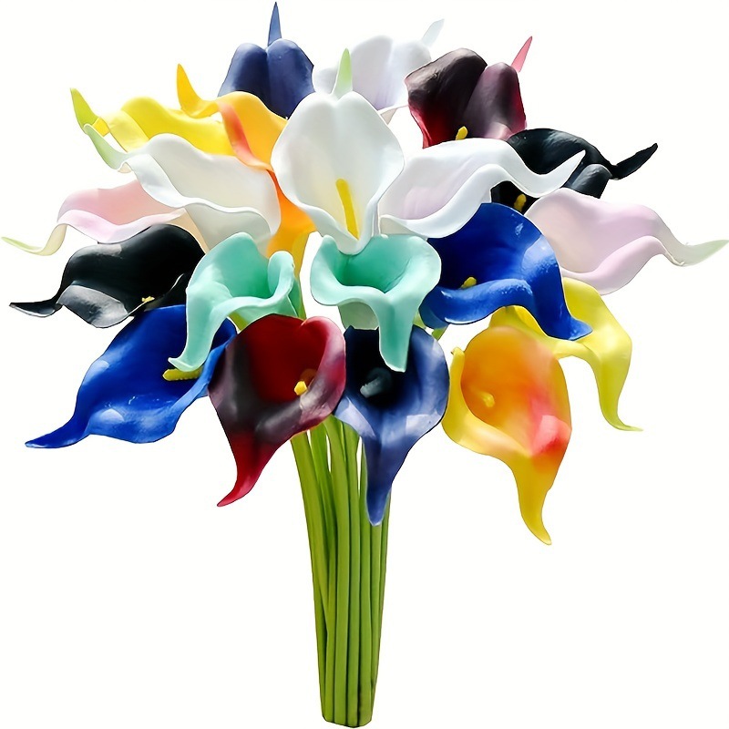 跨境爆款PU马蹄莲迷你马蹄莲高仿真逼真马蹄莲手感马蹄莲仿真花白底实物图