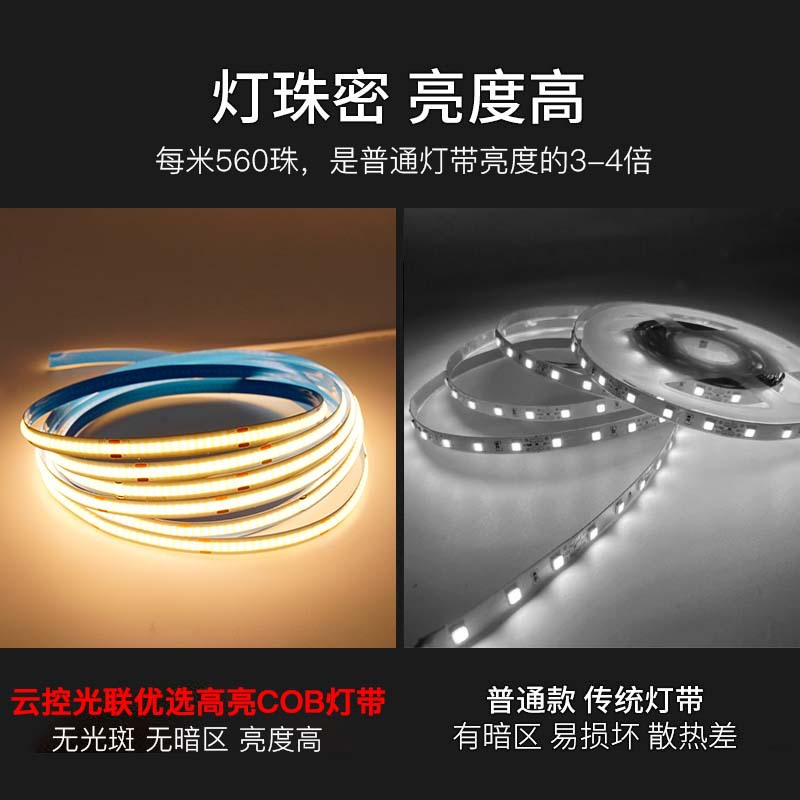 COB灯带低压24V家装客厅室内自粘线条灯高显高亮led软灯条灯带详情图3