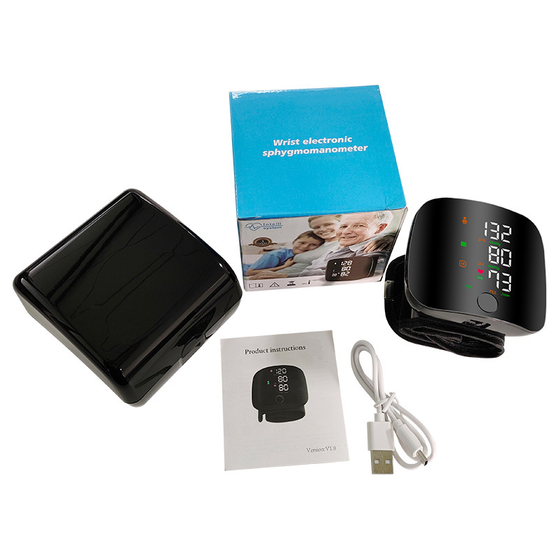 Hot Sell wrist blood pressure monitor USB charging, intelligent multi-voice backlit LCD large screen, English, Russian, Thai Item Picture