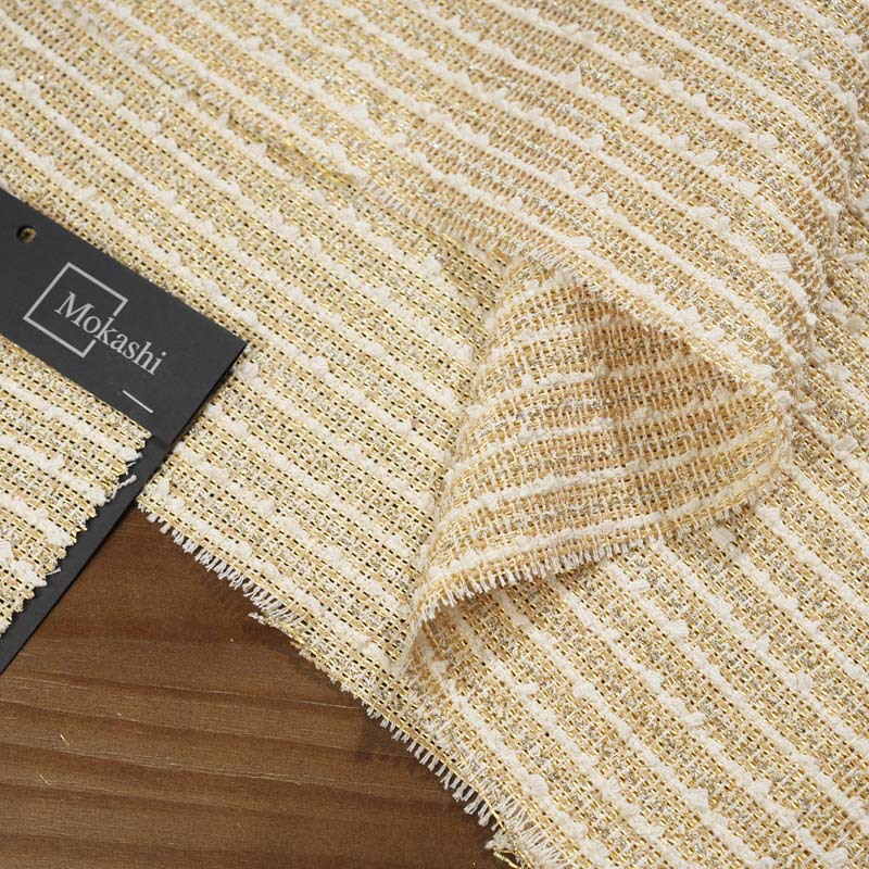 Mokas' Little Chanel fabric, striped gold and silver thread two-color blend, autumn and winter bags, men's and women's outerwear and accessories fabric Application Scenario