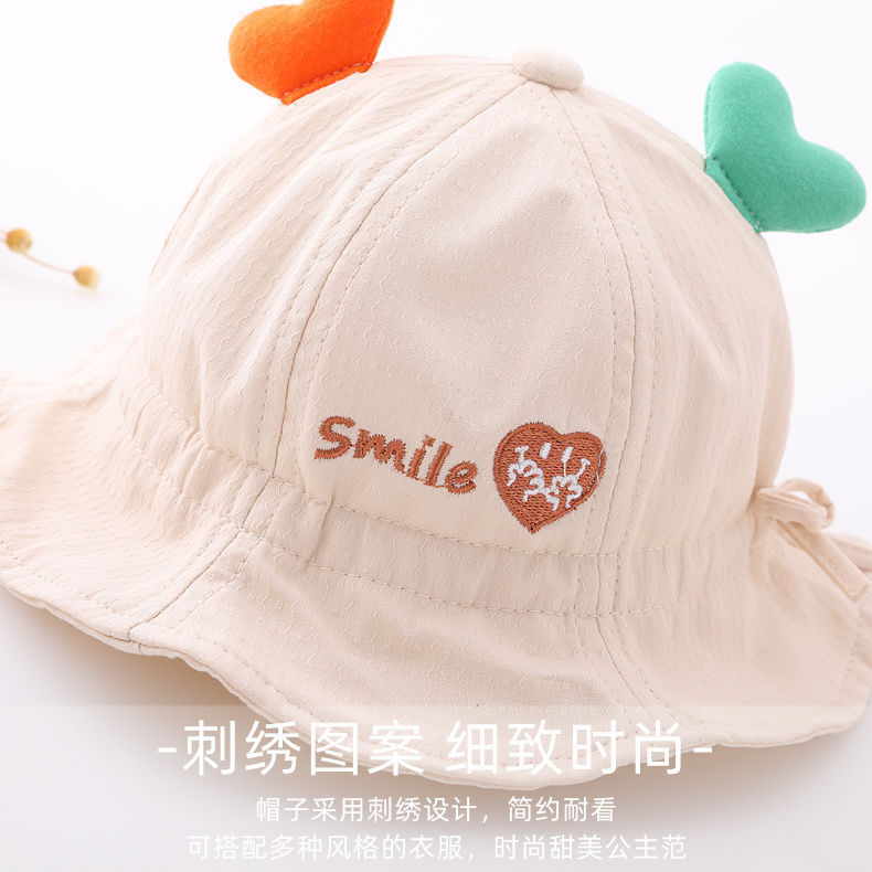 春天帽子婴儿女宝小女孩时尚抽绳可调节一岁宝宝春夏季可爱渔夫帽细节图
