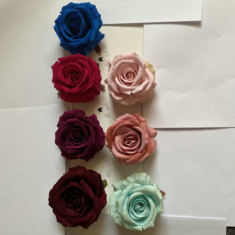 经典老款梅晨绒布玫瑰花头婚庆布景花墙背景装饰假花仿真花朵批发细节图