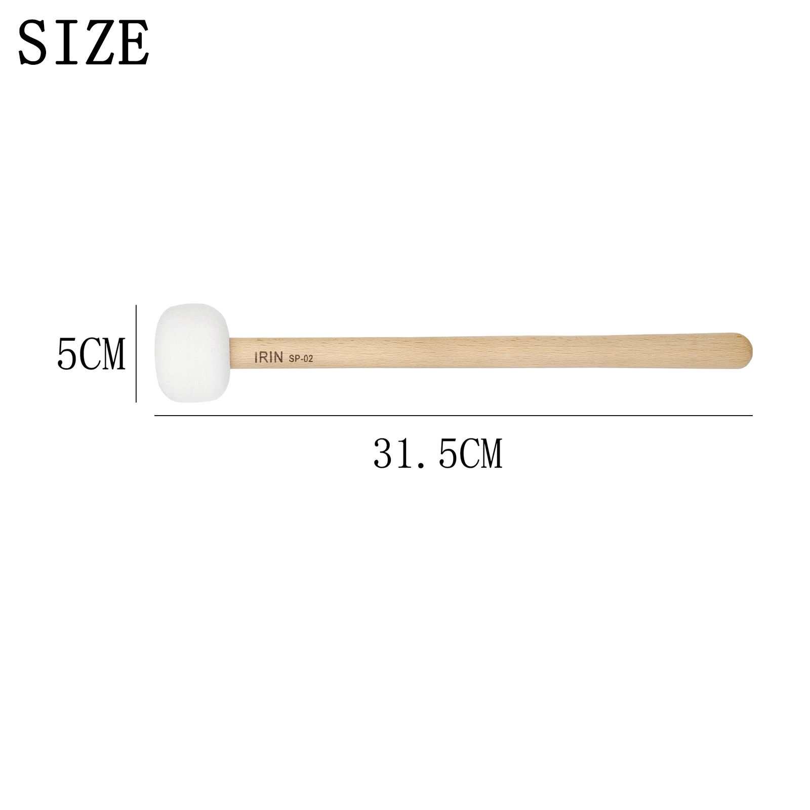 Wholesale of percussion accessories IRIN marching drum hammers with white felt heads, medium-sized singing bowl hammers, and tuning drum hammers details Picture