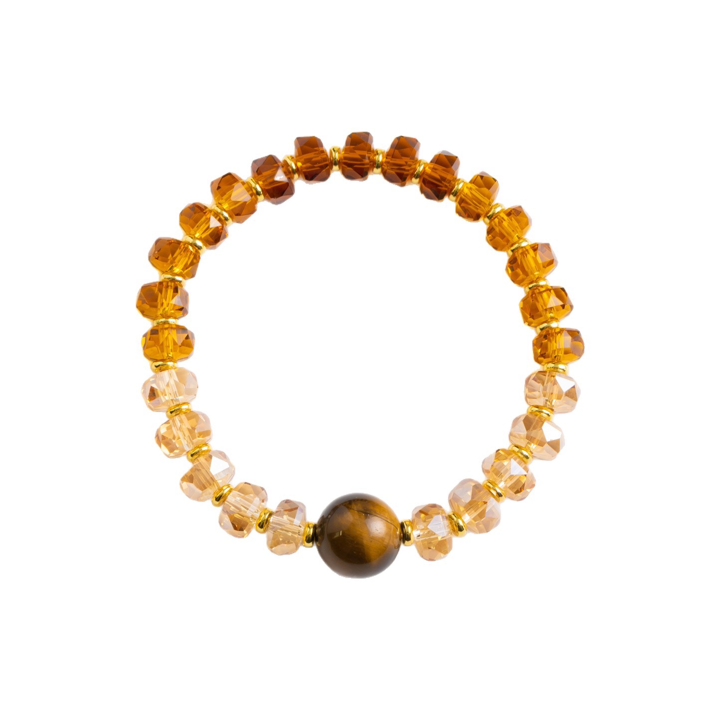 Cut yellow tower crystal bracelet, tiger's eye stone bead women's style beaded bracelet, light luxury earth tone jewelry in stock wholesale Item Picture