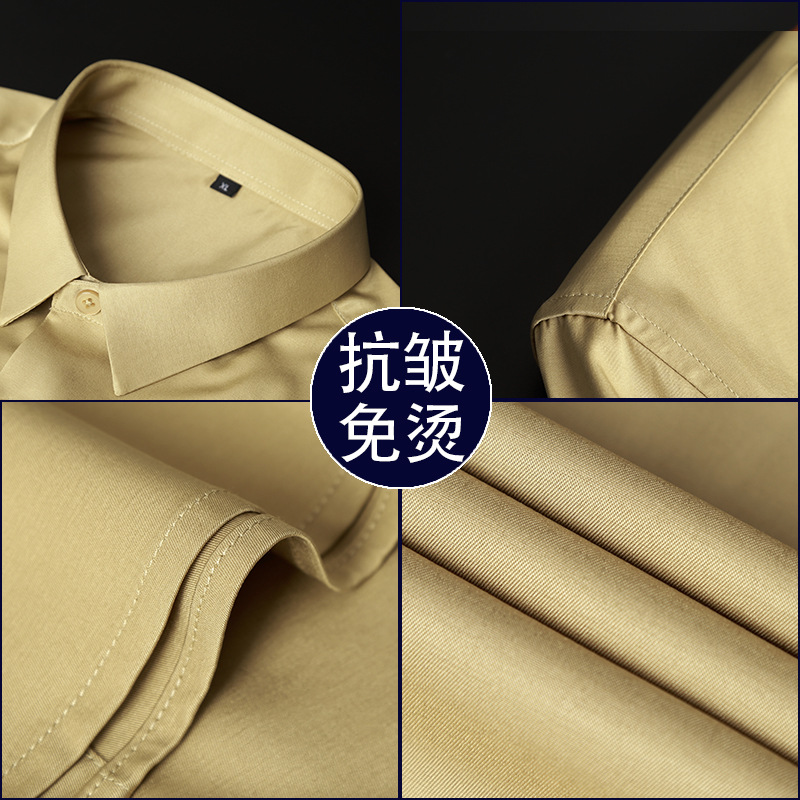 High-end men's long-sleeved, elastic, breathable, business casual, Korean-style, trendy, slim-fit one-inch shirt top, middle-aged and young white shirt Application Scenario