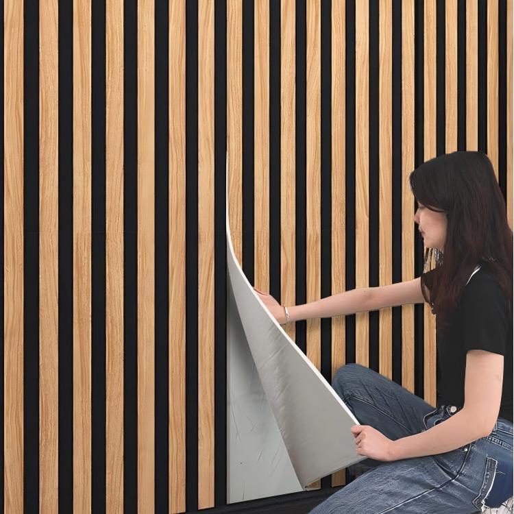 格栅木纹自粘墙贴加厚立体防水防撞卧室客厅背景墙面装饰遮丑壁纸