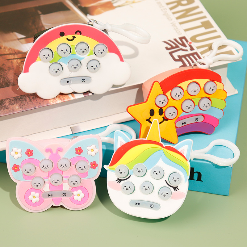 Mini handheld Whac-a-Mole game console, cartoon pattern Whac-a-Mole electronic light-emitting stress-relieving toy keychain Specification image