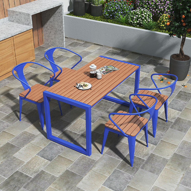 户外花园阳台防水防晒防腐木彩色桌椅室外塑木露天台庭院休闲桌椅详情图2