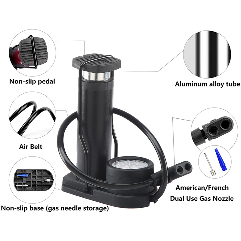 Bomba de pedal de alta presión mini bicicleta portátil motocicleta eléctrica hogar pedaleo barómetro bomba de carga Specification image