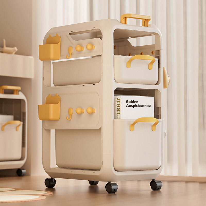 Schoolbag storage rack with wheels, movable bookshelf, a must-have for placing under the desks in student dormitories, and a children's desk storage rack