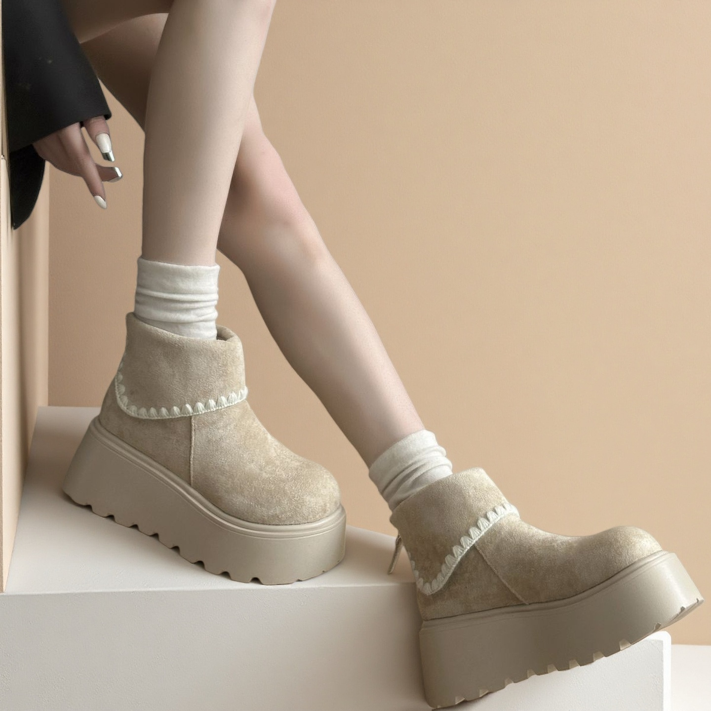 雪地靴/雪地靴女士冬季舒适/女高跟短靴/女士防水徒步鞋/鞋子产品图