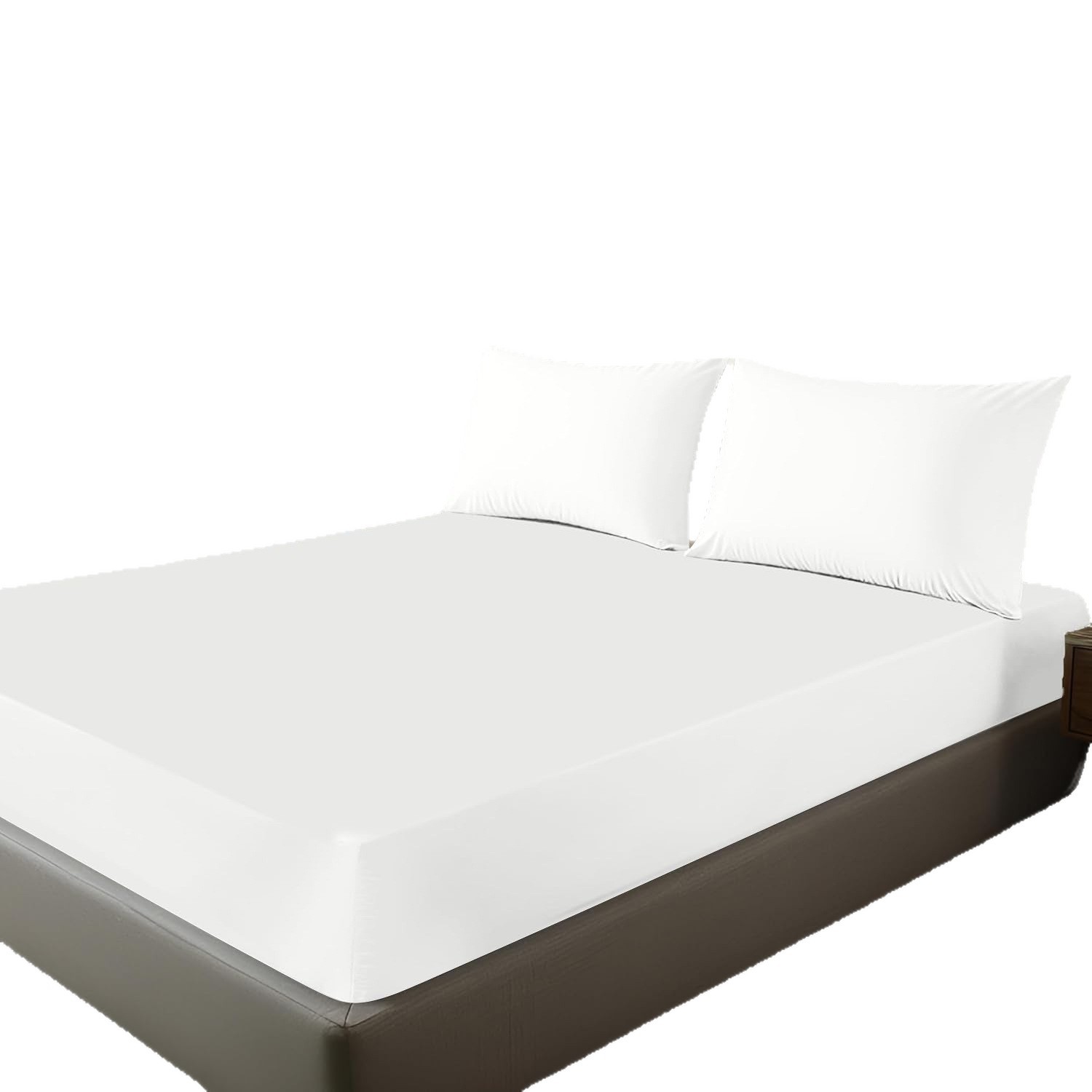 跨境外贸90gsm床笠单件防滑固定床罩全包床垫席梦思防尘保护床套白底实物图